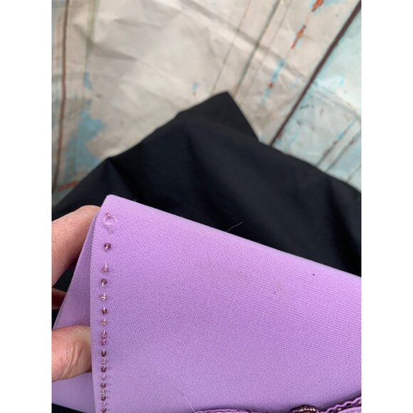 Milano Lilac Satin Evening Clutch Purse W/ Bow Detail & Rope Strap - Picture 12 of 12